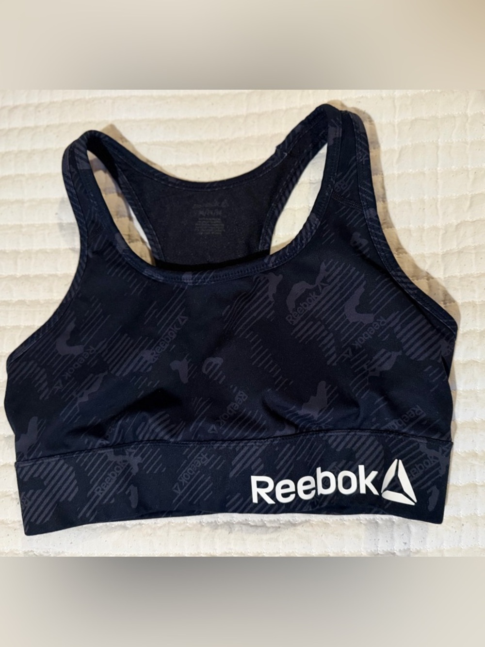 Reebok Black Graphic Racerback Sports Bra Size Medium